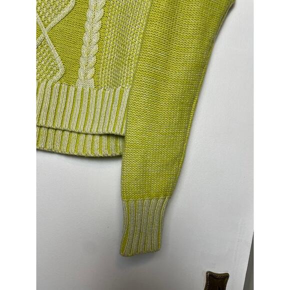 Cable Knit Sweater Womens Size Medium Pullover Chunky Cozy Knit Top Lemon Color - Picture 4 of 15
